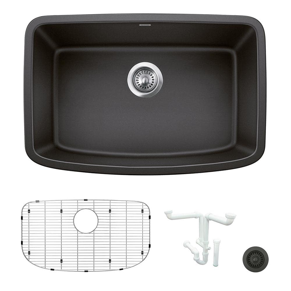 Valea 27 in. Undermount Single Bowl Anthracite Granite Composite Kitchen Si