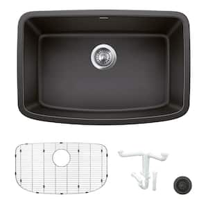 Valea 27 in. Undermount Single Bowl Anthracite Granite Composite Kitchen Sink Kit with Accessories