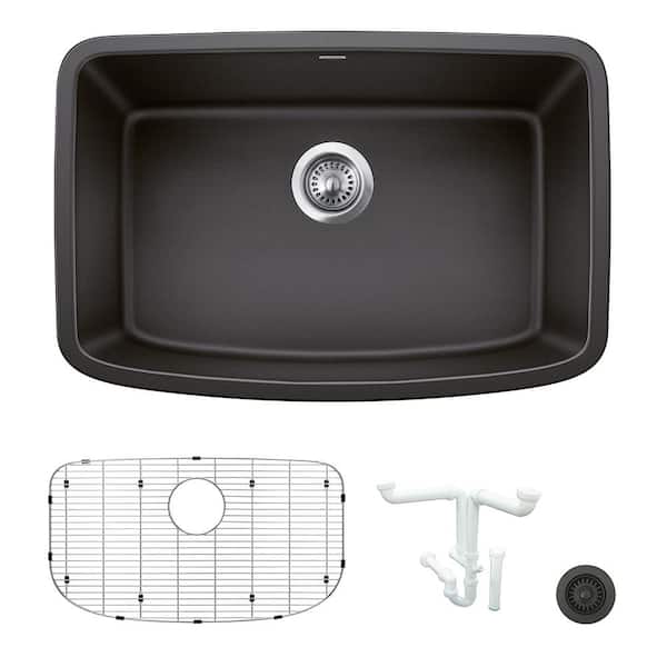 Blanco Valea 27 in. Undermount Single Bowl Anthracite Granite Composite Kitchen Sink Kit with Accessories
