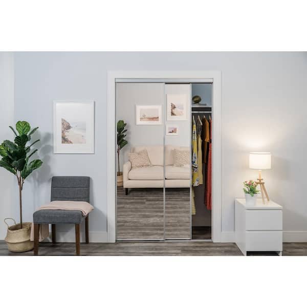 TRUporte 60 in. x 80 in. 120 Series Steel Mirror Sliding Door