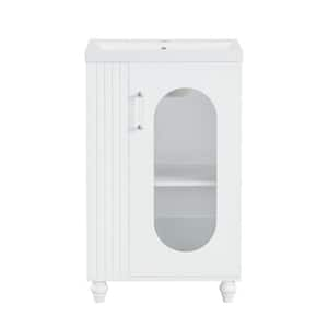 20 in. W x 16 in. D x 30 in. H Single Sink Freestanding Bath Vanity in White with White Ceramic Top