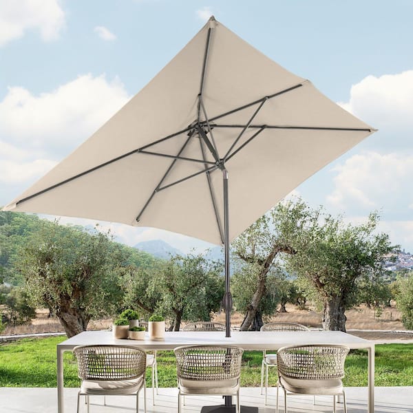 Sonkuki 6 ft. x 9 ft. Rectangular Patio Market Umbrella - Stylish, Durable, and Sun-Protective, Sand