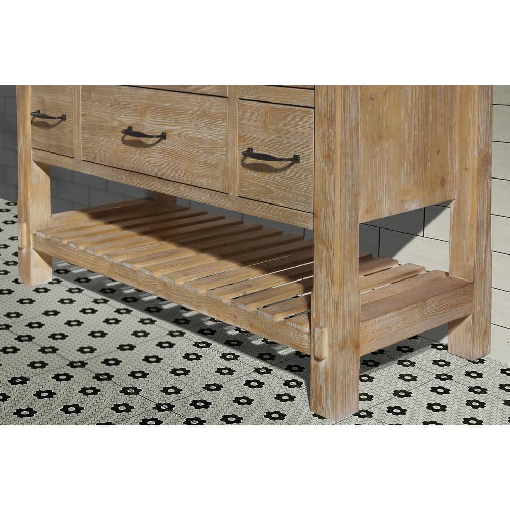 Marina 48" Weathered Fir Farmhouse Bathroom Vanity with Carrara Marble Top