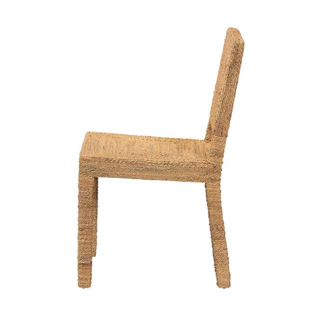 Natural Seagrass and Mahogany Wood Dining Chair