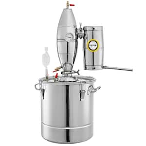 13.2 Gal. Water Alcohol Distiller Stainless Steel Wine Making Boiler Home Kit with Thermometer for DIY Whiskey, Silver