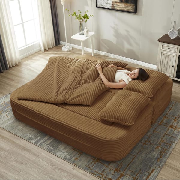 その他 SofaCum Bed for Sale Excellent Condition Seafuloy 80 in. W Corduroy Sectional Sofa with Chaise Lounge