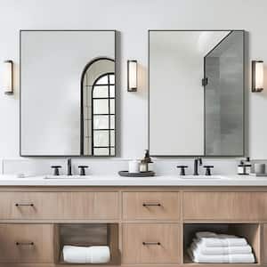 30 in. W x 39 in. H Rectangular Metal Framed Bathroom Wall Mirror in Black 2-Pieces
