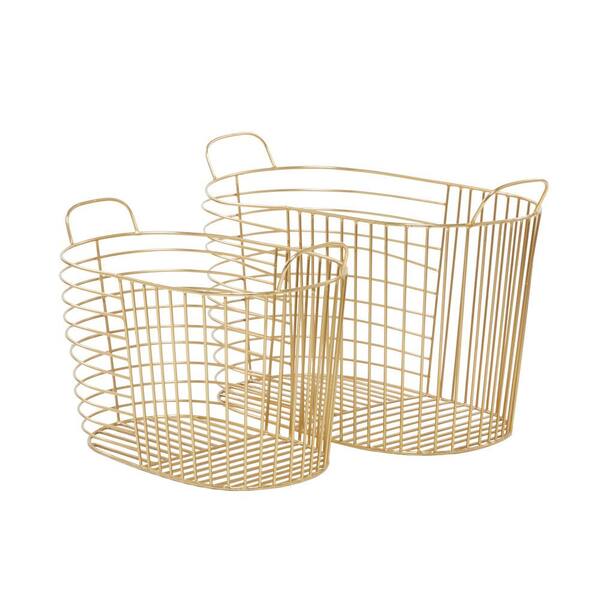 CosmoLiving by Cosmopolitan Metal Storage Basket with Handles (Set of 2