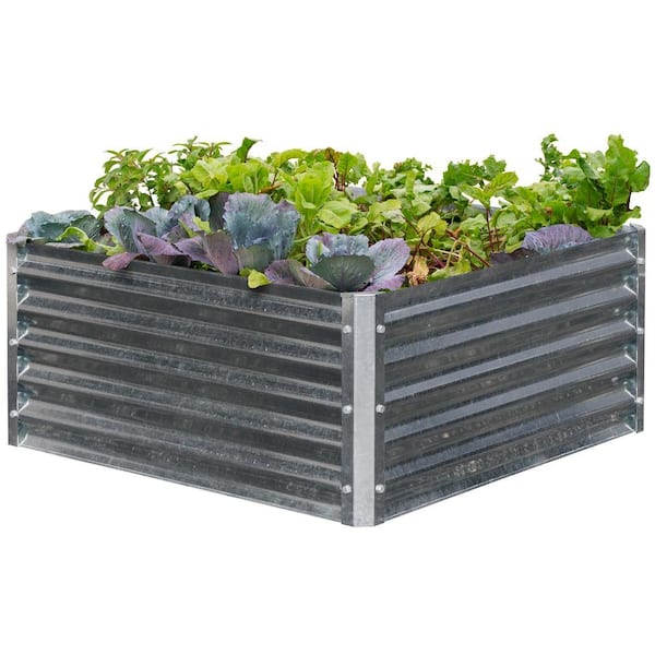 EarthMark Alto Series 40 in. x 40 in. x 17 in. Square Galvanized Metal Raised Garden Bed