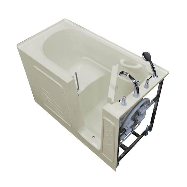 Universal Tubs Nova Heated 5 ft. Walk-In Non-Whirlpool Bathtub in Biscuit with Chrome Trim