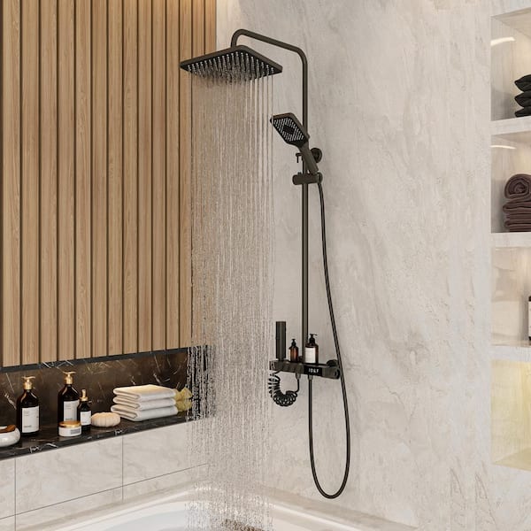 FUFU&GAGA Shower System Single Handle 3-Spray Shower Faucet 20 GPM with Adjustable Head in Gun Gray for Bathroom