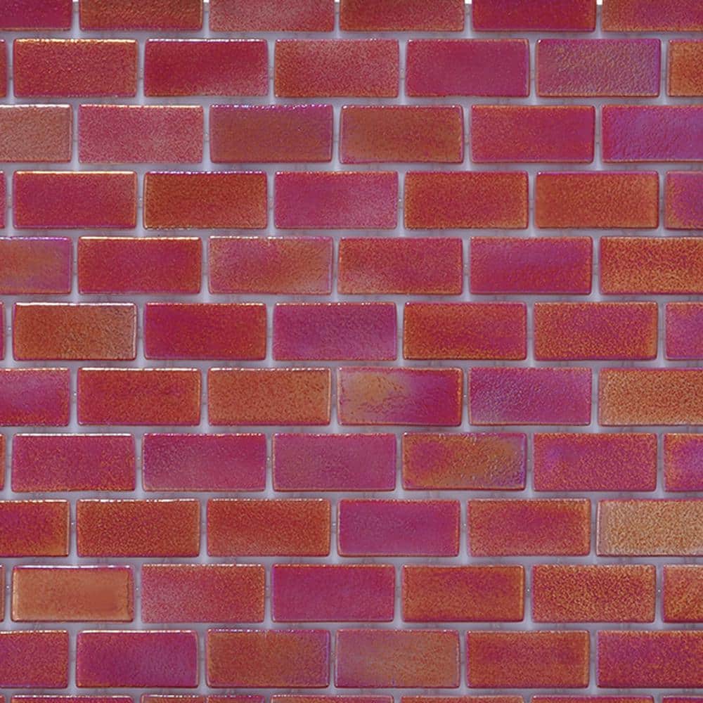 6 in. x 6 in. Burning Red Mix Glass Tile Love Glossy Glass Wall, Floor, Bac