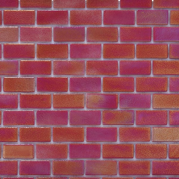 6 in. x 6 in. Burning Red Mix Glass Tile Love Glossy Glass Wall, Floor, Backsplash and Pools Tile 0.25 sq. ft. Sample