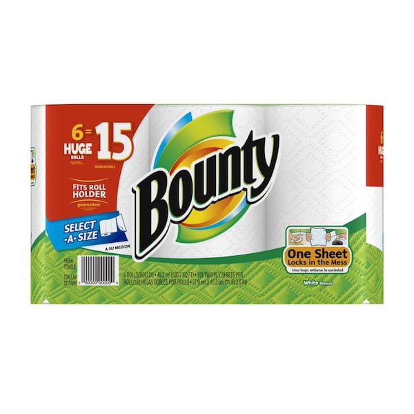 Bounty Select-A-Size 2-Ply White Paper Towels (6 Huge Rolls)