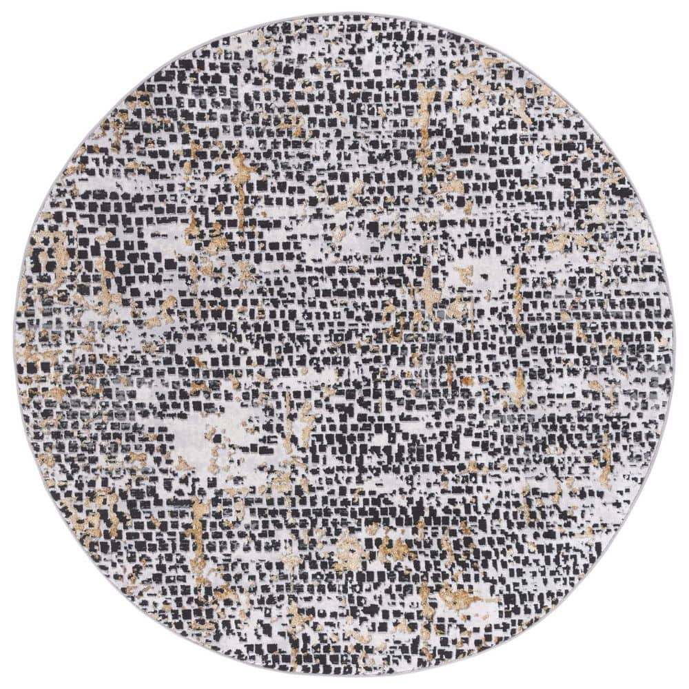 SAFAVIEH Amelia Charcoal/Gold 7 ft. x 7 ft. Abstract Gradient High-Low ...