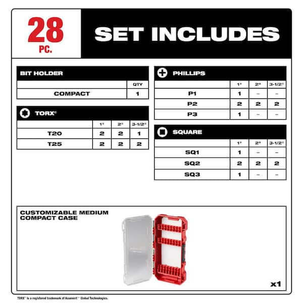 SHOCKWAVE Impact Duty Alloy Steel Screw Driver Bit Set (28-Piece)