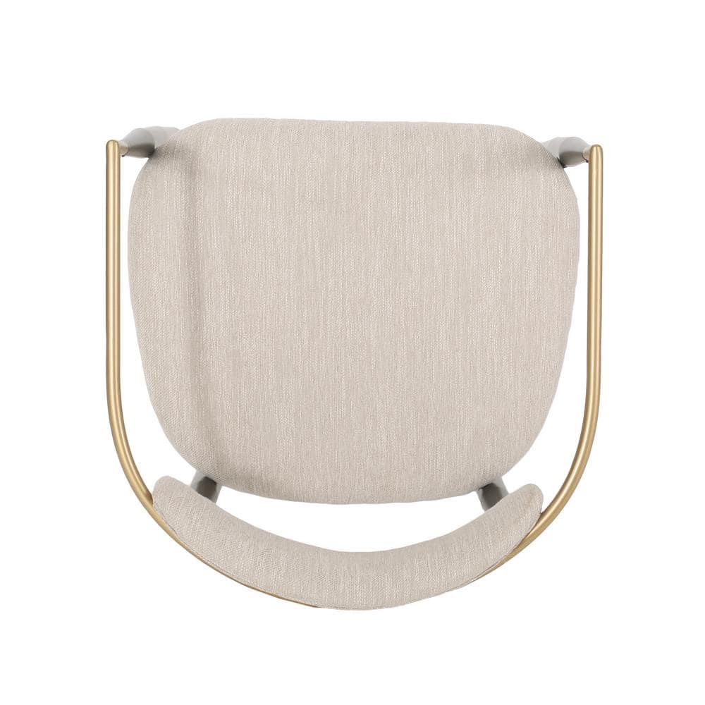 Beige and Black Upholstered Metal Dining Side Chairs, Set of 2
