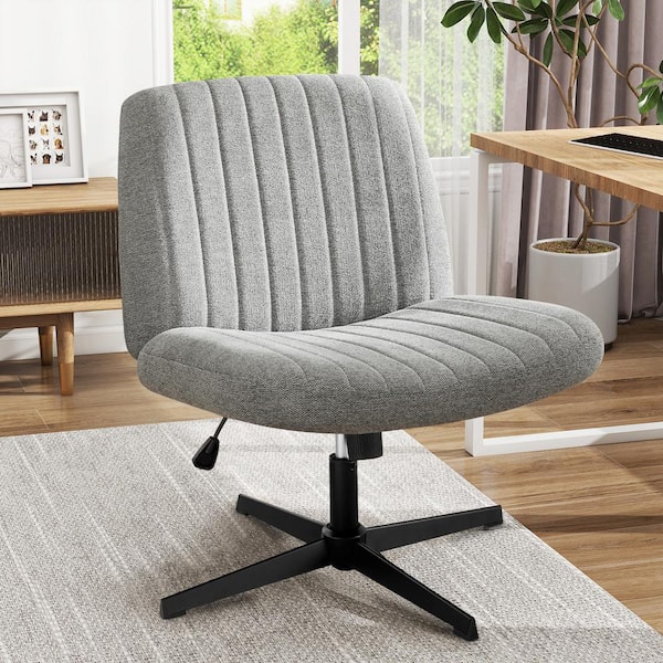 WONDER COMFORT Fabric Seat Adjustable Height Ergonomic Drafting Chair in Light Gray with Armless, Criss Cross Legged and No Wheels
