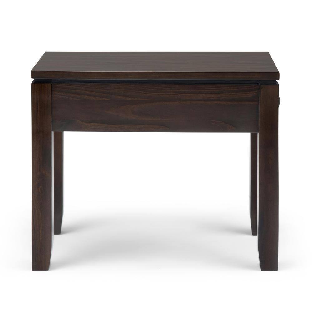 Cosmopolitan Mahogany Brown Solid Pine Narrow Side Table with Storage