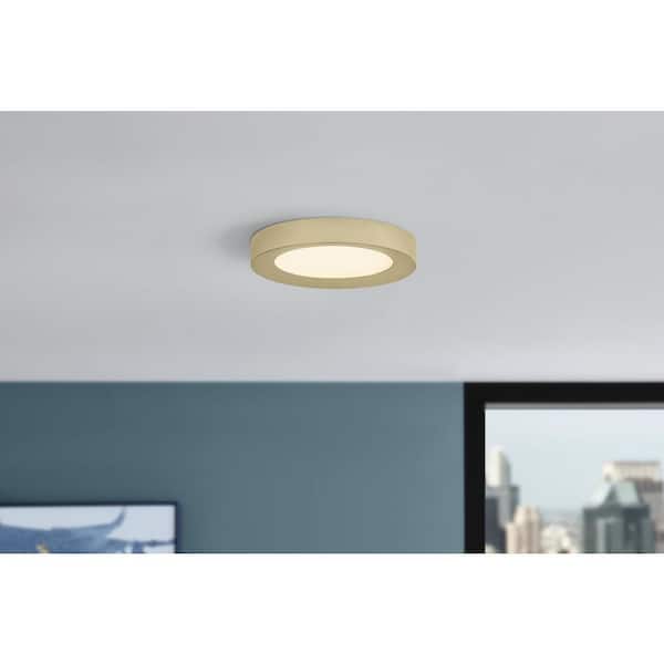 Home Decorators Collection Calloway 11 in. Brushed Brass Integrated LED 5CCT Flush Mount
