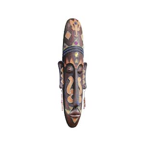 39 in. x 11 in. Grand Scale Tribal Wall Mask Sculpture