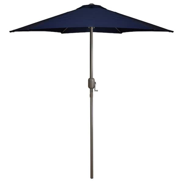7.5 ft. Outdoor Market Patio Umbrella with Hand Crank in Navy Blue
