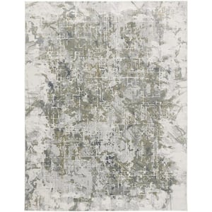 10 X 13 Gray and Ivory Abstract Area Rug