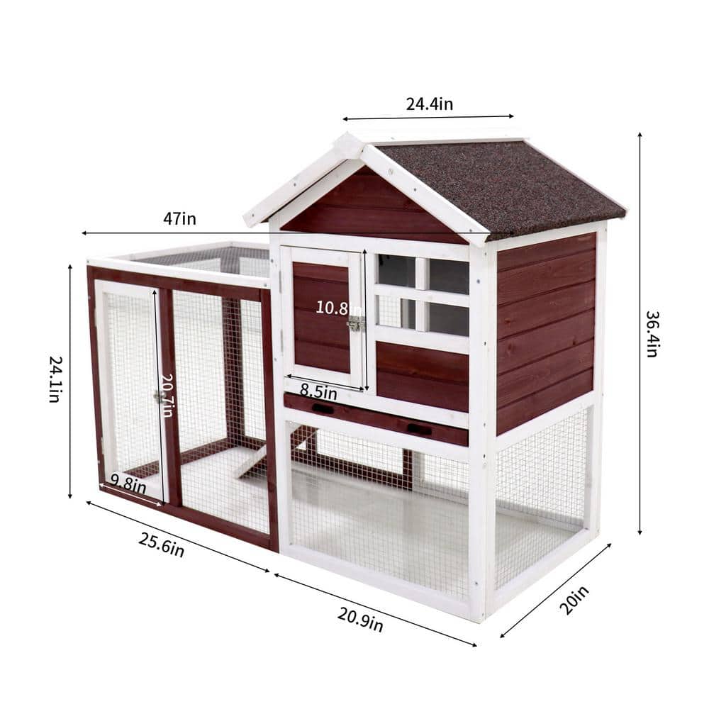 20 in. W x 46.5 in. L x 36.4 in. H Indoor and Outdoor Rabbit Cage with Runway Wooden Small Animal House, Burgundy price history on PriceWatchPro