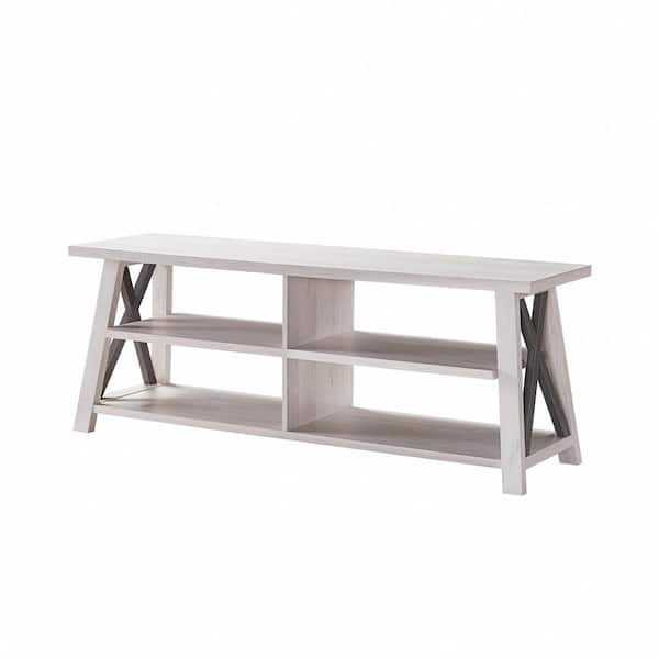 HomeRoots White Oak and Distressed Grey TV Stand Fits TV's up to 60 in.