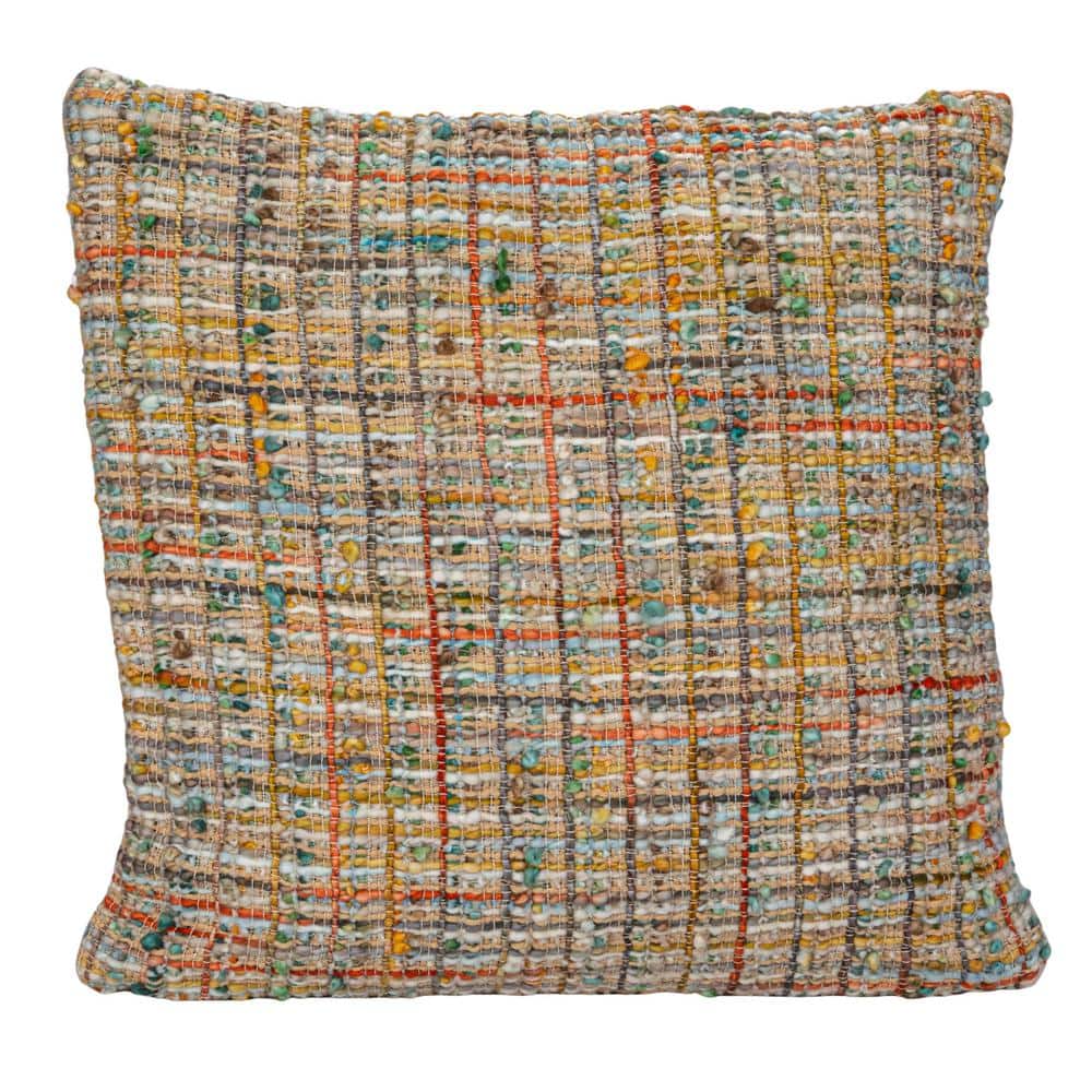 Multicolor Woven Acrylic Blend Bouclé Throw Pillow