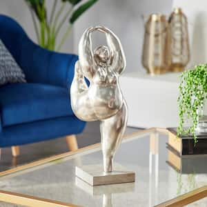 20 in. x 7 in. Silver Polystone Modern Dancer Sculpture