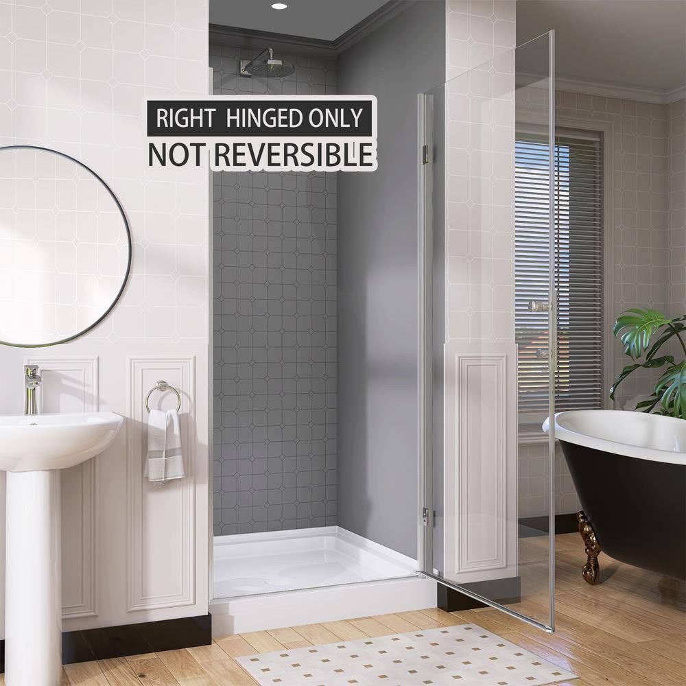 Matte Black Frameless Glass Pivot Shower Door, 36-37.25" W x 72" H
