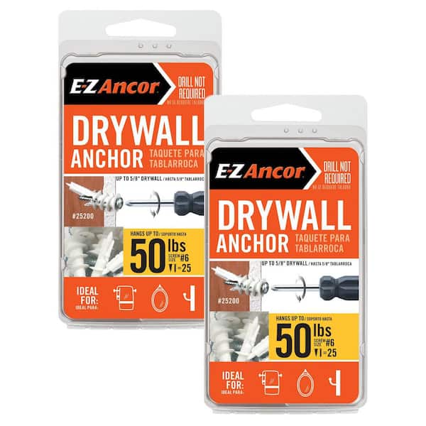 E-Z Ancor Twist-N-Lock 50 lbs. Philips Head Medium Duty Self-Drilling Drywall Anchors Combo Kit Includes 2 (25-Pack)