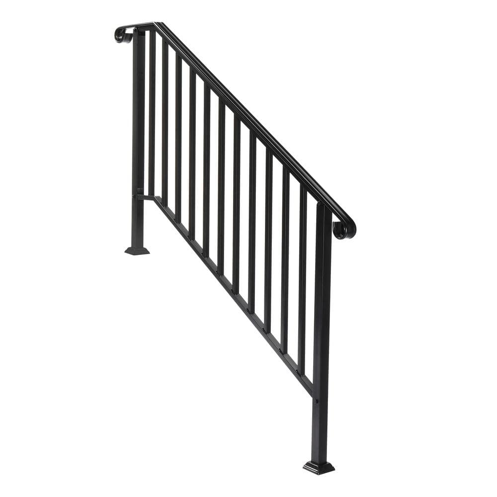 Winado 51.2 in. Transitional Stair Railing Fits 4-Step Iron Handrail ...