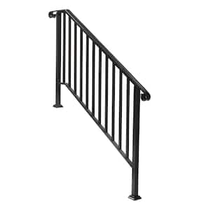 51.2 in. Transitional Stair Railing Fits 4-Step Iron Handrail Rail Kit in Black