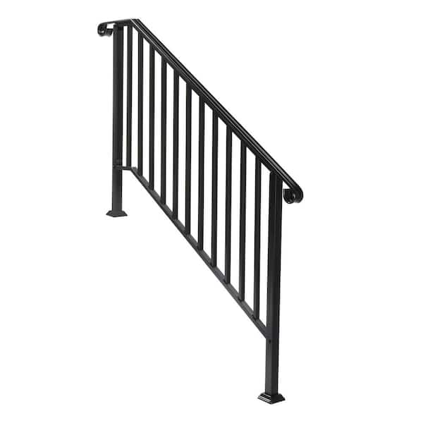 51.2 in. Transitional Stair Railing Fits 4-Step Iron Handrail Rail Kit in Black