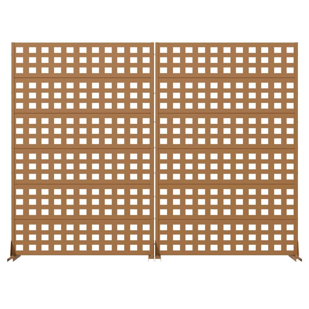 72 in. H x 47 in. W Outdoor Brown Galvanized Steel Decorative Garden Fence Privacy Screen (2-Pack) price history on PriceWatchPro