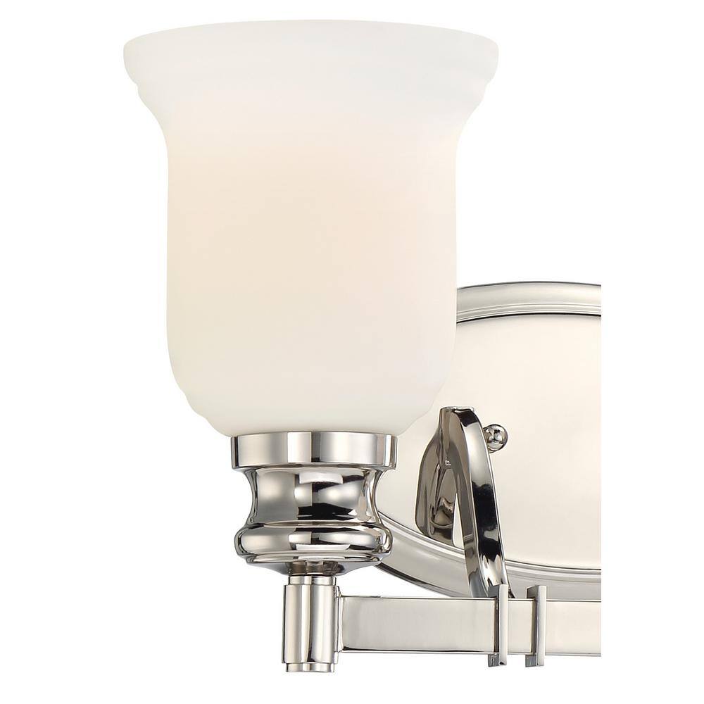 Polished Nickel 2-Light Vanity with Etched Opal Glass