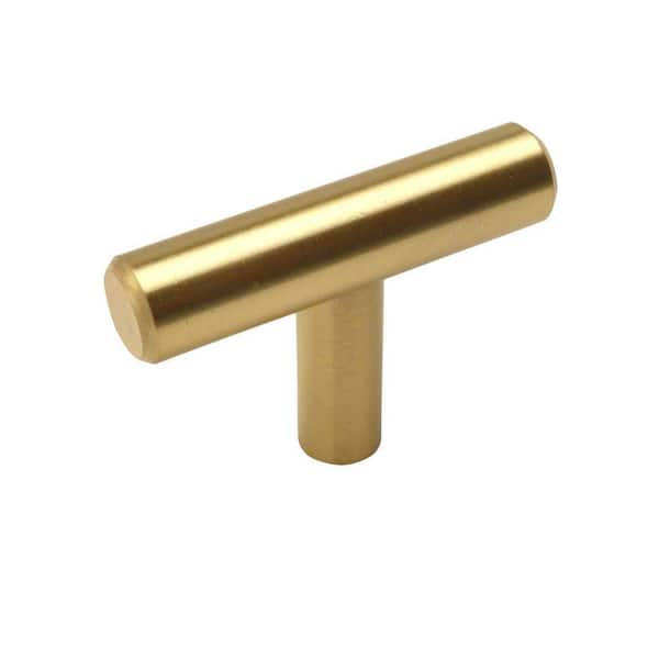 Pyramid Home Decor Brizza 2 in. (50 mm) Gold Solid Brass T-Bar Cabinet Knob (25-Pack)