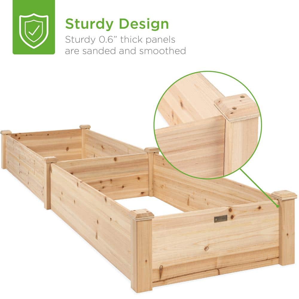 Natural Fir Wood Raised Garden Bed Planter for Outdoor Yard