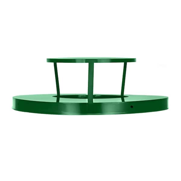 Metal Rain Bonnet Trash Can Lid for Round Alpine 38 Gal. Outdoor Trash Can, Green