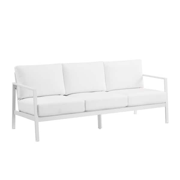 Linon Home Decor Harper Hill White Aluminum Outdoor 3 seater Couch with Sunbrella Cushions