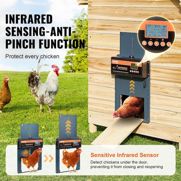 Poultry Timer Smart Chicken Coop Door With Timer Anti-pinch Sensor Automatic Chicken ...