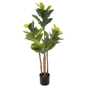 50 in. Artificial Fiddle Leaf Tree - Potted Faux Floor Plant with Natural Looking Greenery
