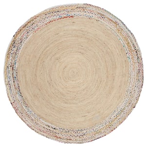 Cape Cod Ivory/Light Beige 5 ft. x 5 ft. Round Striped Gradient Area Rug