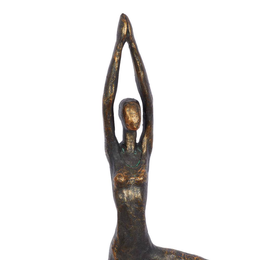 18" Brass Polystone Yoga Pose Tabletop Sculpture