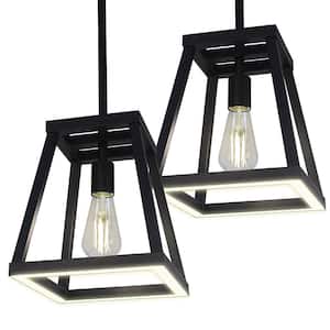Katalyst 60-Watt 1-Light Matte Black Modern Adjustable CCT and 3-Light Modes Integrated LED Pendant Light (2-Pack)
