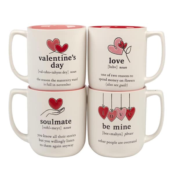 Certified International Valentine's Day 18 oz. Assorted Colors Beverage Mugs  (Set of 4) 12320SET4 - The Home Depot