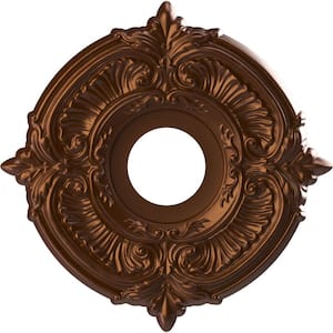 13" O.D. x 3-1/2" I.D. x 3/4" P Attica Thermoformed PVC Ceiling Medallion (Fits Canopies up to 5"), Metallic Dark Copper