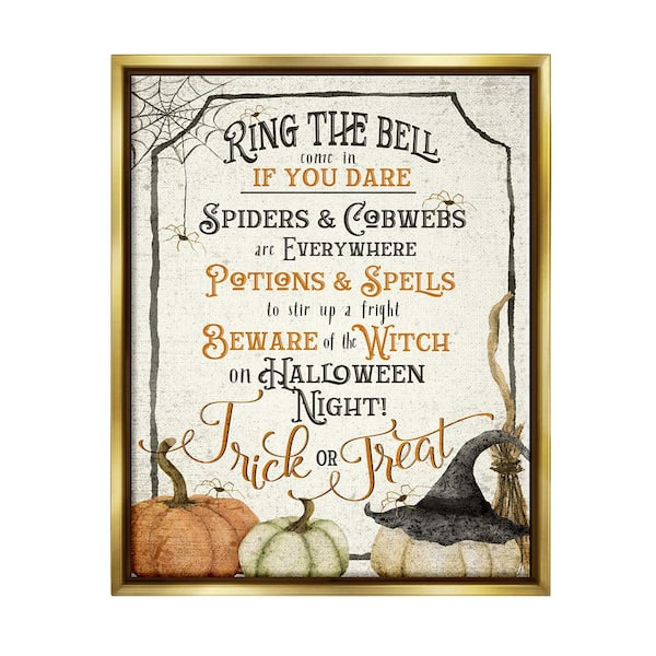 Stupell Industries Vintage Trick or Treat by Deane Beesley 1-Piece Floater Frame Graphic Print Typography Poster Art Print 21 in. x 17 in.